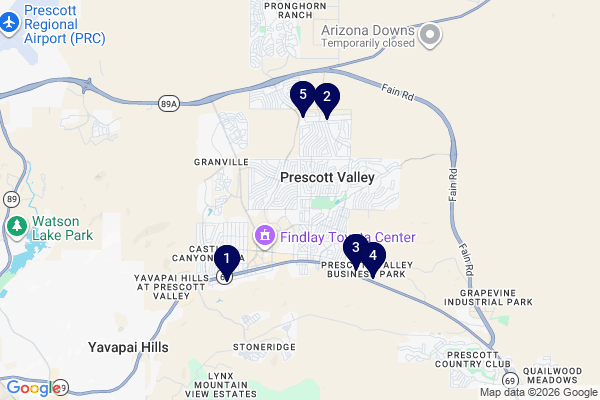 Map showing facility locations