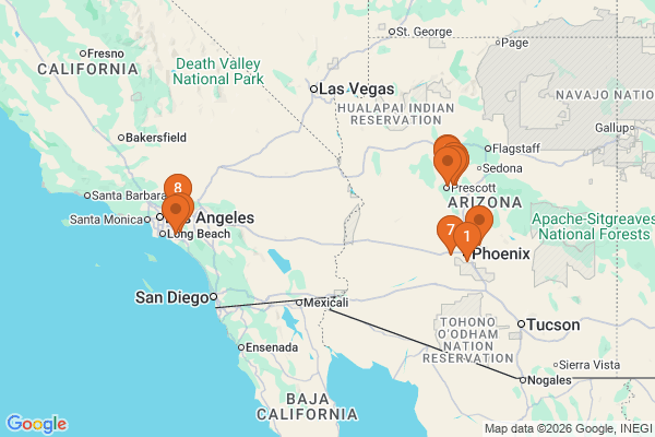 Map showing facility locations